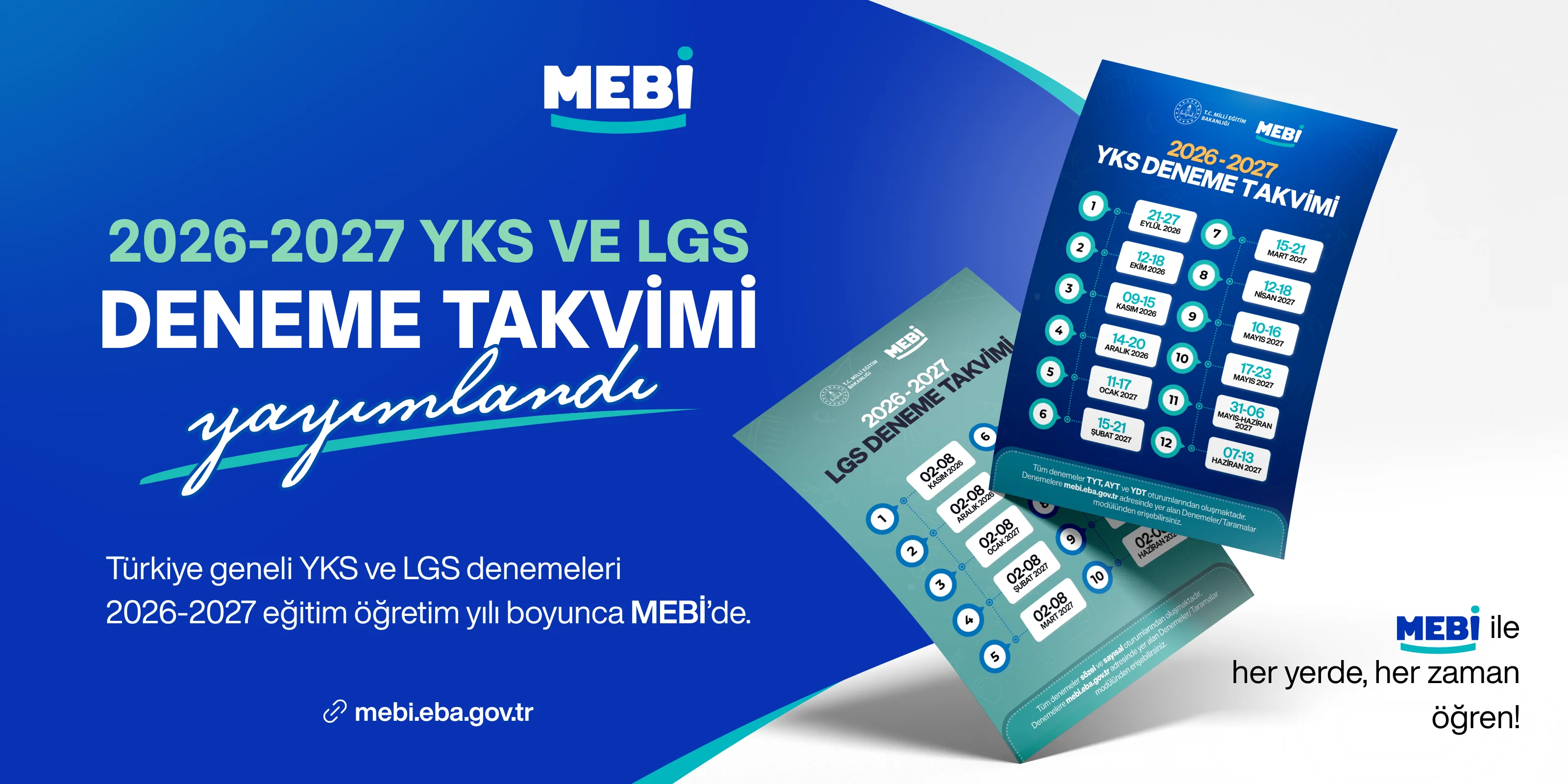 MEBİ LGS ve YKS Deneme Takvimi